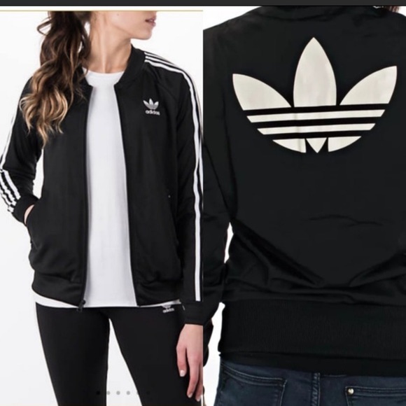 adidas Jackets & Blazers - ADIDAS Black White Back Logo Track Jacket